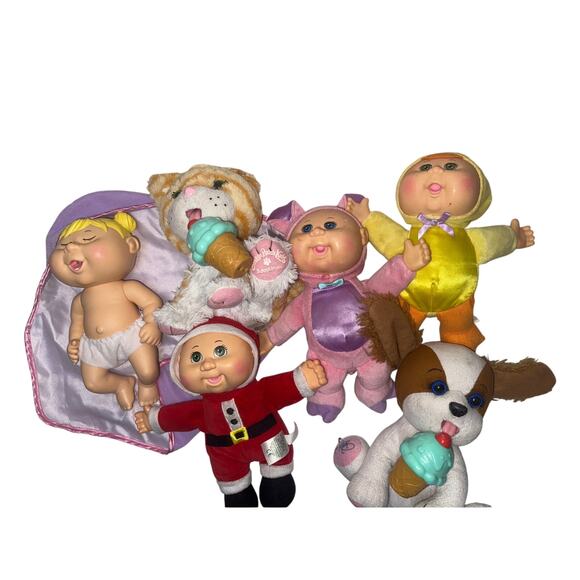 Cabbage Patch Dolls Bundle Lot Adoptimals Tiny Surprise Santa Holiday Helper - Picture 1 of 7
